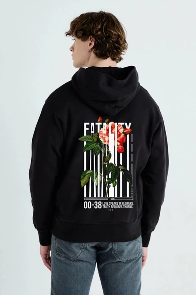 Unisex Baskılı Kapşonlu 3 İplik Hoodie Sweathirt  fm1.19SA