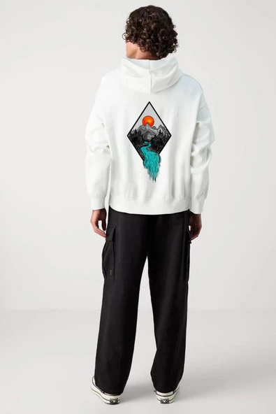 Unisex Baskılı Kapşonlu 3 İplik Hoodie Sweathirt  fm1.18BA ürün görseli