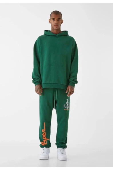 Unisex Baskılı Kapşonlu 3 İplik Hoodie Sweathirt  fm1.11YA - Resim 2