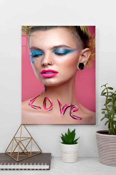 Love Kadın Cam Tablo  | Hediyelik, Dekoratif, Ofis, Mutfak