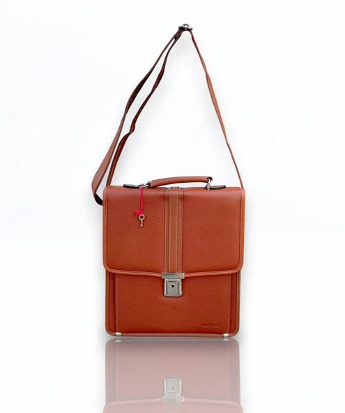 Dikey Deri Evrak Çantası Anahtar Kilitli A4 Uyumlu 8683255013685 - 6