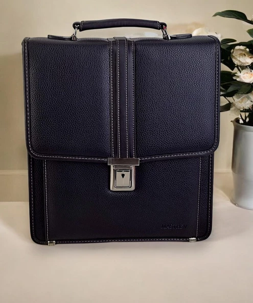 Dikey Deri Evrak Çantası Anahtar Kilitli A4 Uyumlu 8683255013685 - 3