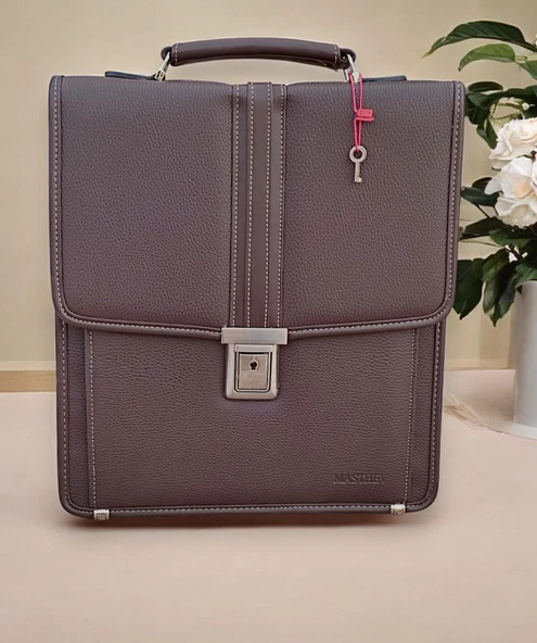 Dikey Deri Evrak Çantası Anahtar Kilitli A4 Uyumlu 8683255013685 - 5