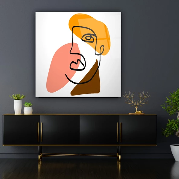 Minimal Portreler Cam Tablo | Hediyelik, Dekoratif, Ofis, Mutfak - Resim 5