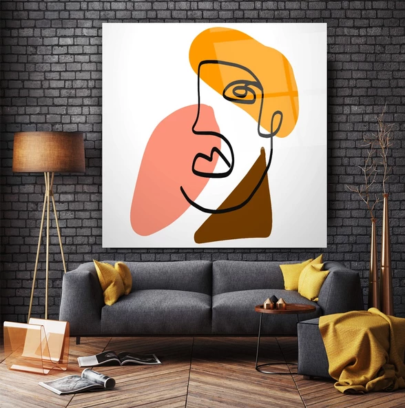 Minimal Portreler Cam Tablo | Hediyelik, Dekoratif, Ofis, Mutfak - Resim 4