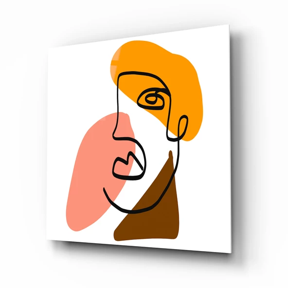 Minimal Portreler Cam Tablo | Hediyelik, Dekoratif, Ofis, Mutfak - Resim 2