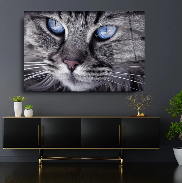 Kedi Cam Tablo | Hediyelik, Dekoratif, Ofis, Mutfak - 6