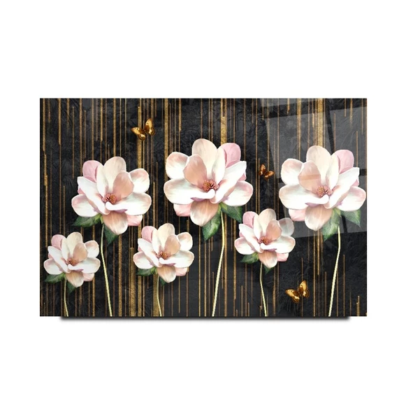 Çiçekler Cam Tablo | Hediyelik, Dekoratif, Ofis, Mutfak - Resim 3