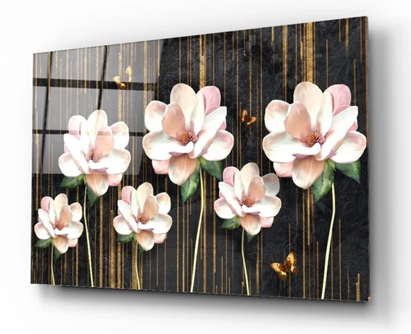 Çiçekler Cam Tablo | Hediyelik, Dekoratif, Ofis, Mutfak - Resim 2