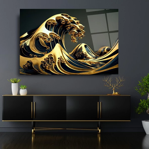 Dalga Cam Tablo | Hediyelik, Dekoratif, Ofis, Mutfak - 5