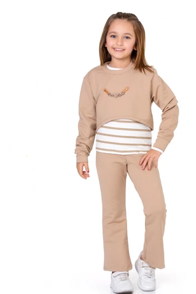 Kız Çocuk 3'lü Takım (Pantolon+Bluz+T-shirt) 12125 - Resim 6