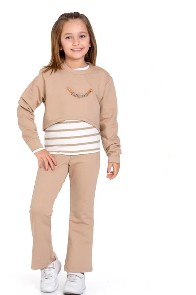 Kız Çocuk 3'lü Takım (Pantolon+Bluz+T-shirt) 12125 - Resim 3