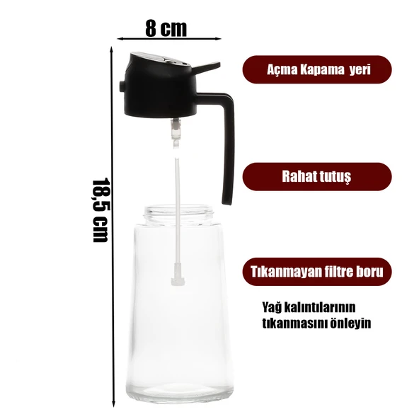 Porsima ALK-3157 Çok Amaçlı Cam Sprey Şişe -Yağdanlık Limon Sirke Sos Püskürtücü, Sızdırmaz Yağdanlık Sarı - 6