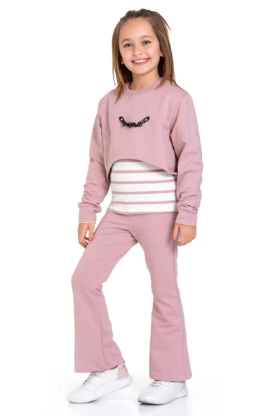 Kız Çocuk 3'lü Takım (Pantolon+Bluz+T-shirt) 12125 - Resim 2