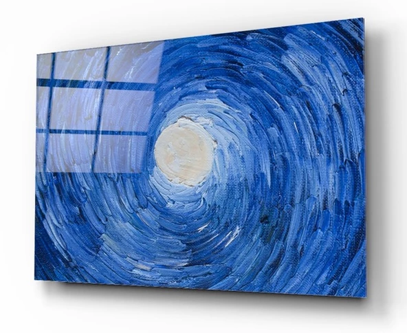 Soyut Mavi Cam Tablo | Hediyelik, Dekoratif, Ofis, Mutfak - Resim 2