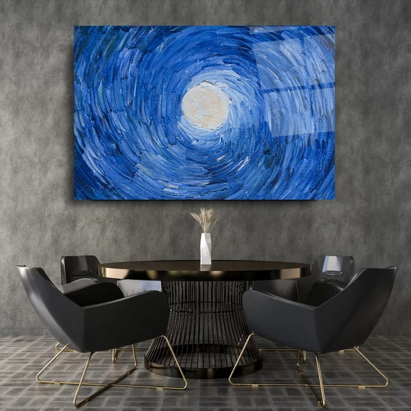 Soyut Mavi Cam Tablo | Hediyelik, Dekoratif, Ofis, Mutfak - Resim 4