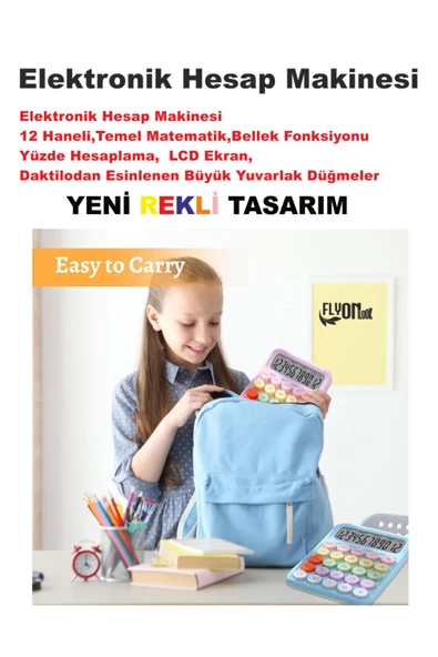 Yeni Tasarım  Renkli Büyük Düğme Elektronik Hesap Makinesi 14 Haneli  Temel Matematik  Yüzde Hesap - 3