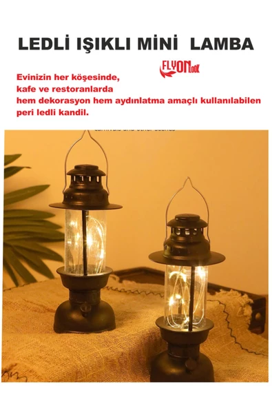 Led Mini Lamba Parti , Ev, Bahçe, Restorantlarda Hem Dekorasyon Hem Aydınlatma Fener Kamp Retro Tarz - 2
