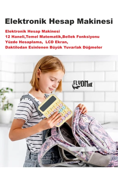 Yeni Tasarım  Renkli Büyük Düğme Elektronik Hesap Makinesi 14 Haneli  Temel Matematik  Yüzde Hesap - 4