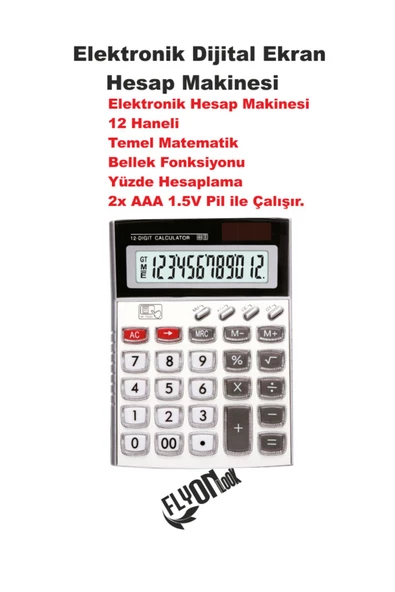 Elektronik Hesap Makinesi 14 Haneli  Temel Matematik Bellek Fonksiyonu  Yüzde Hesaplama Key Torch - 2