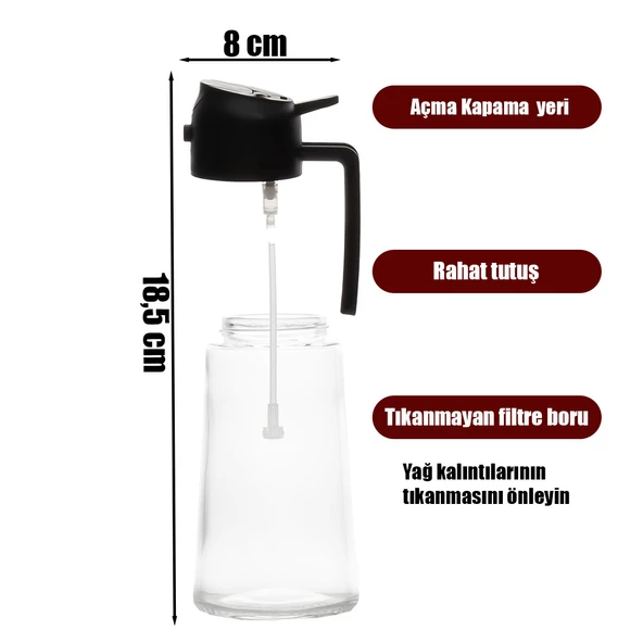 Porsima ALK-3157 Çok Amaçlı Cam Sprey Şişe -Yağdanlık Limon Sirke Sos Püskürtücü, Sızdırmaz Yağdanlık Sarı - 6