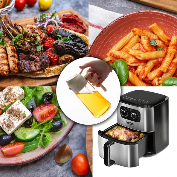 Porsima ALK-3154 Çok Amaçlı Cam Sprey Şişe -Yağdanlık Limon Sirke Sos Püskürtücü, Sızdırmaz Yağdanlık Krem - 2