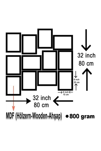 Muhsin Yazıcıoğlu 12 Parça Ahşap Mdf Tablo Zlltb281 - 3