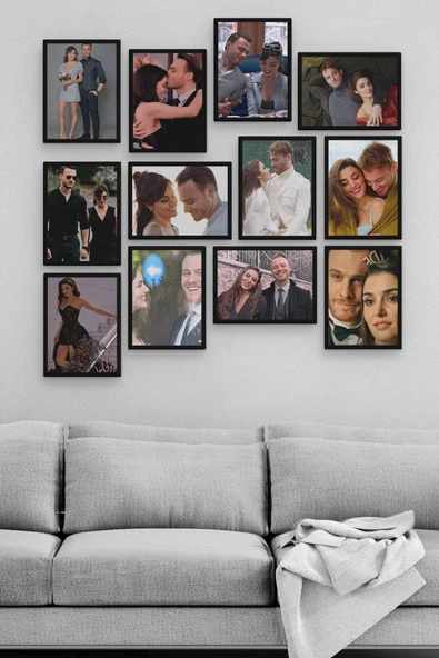 Hande Ve Kerem 12 Parça Ahşap Mdf Tablo Zlltb327
