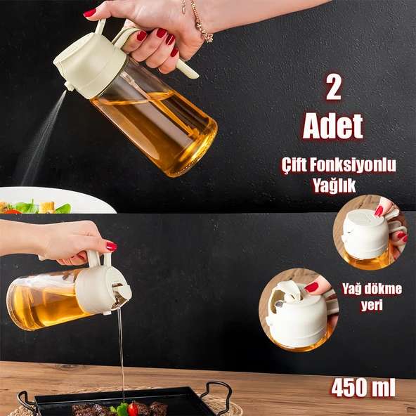 Porsima ALK-3154 Çok Amaçlı Cam Sprey Şişe -Yağdanlık Limon Sirke Sos Püskürtücü, Sızdırmaz Yağdanlık Krem - 6