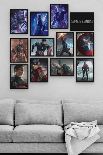 Captain America 12 Parça Ahşap Mdf Tablo Zlltb322