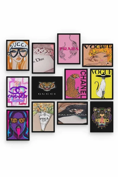 Markalar 12 Parça Ahşap Mdf Tablo Zlltb382 - Resim 2