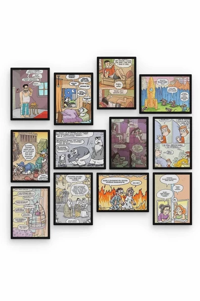 Karikatür 12 Parça Ahşap Mdf Tablo Tgtb1284 - 2