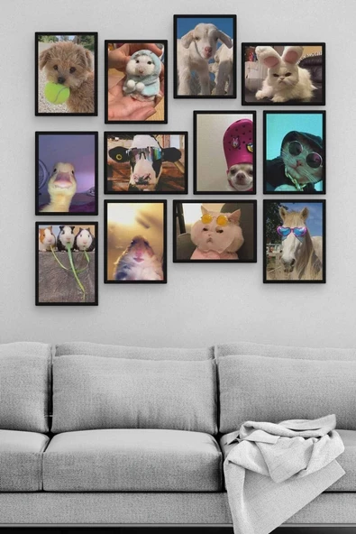 Funny Animal 12 Parça Ahşap Mdf Tablo Zlltb325