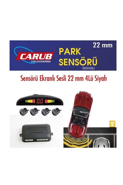 Carub Park Sensörü Siyah Ekranlı Sesli 22 Mm