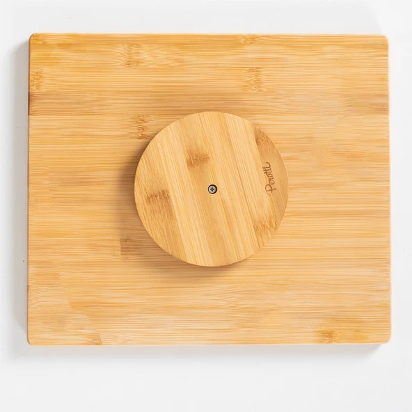 Porsima Bambu Peynir Pizza Tahtası Sunum Tahtası 360 Derece Dönen Yuvarlak Lüx Servis 35 x 30 x 1.5 cm - 3