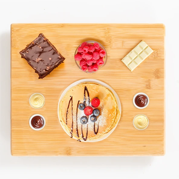 Porsima Bambu Peynir Pizza Tahtası Sunum Tahtası 360 Derece Dönen Yuvarlak Lüx Servis 35 x 30 x 1.5 cm - 2