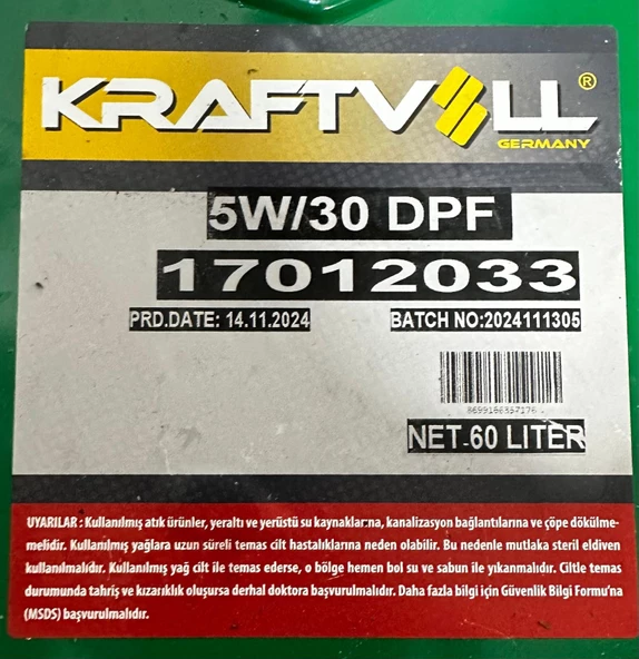 KRAFTVOLL 5W30 DPF PARTİKÜLLÜ MOTOR YAĞ AÇIK ÇOK AL AZ ÖDE! - 2
