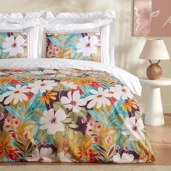 Karaca Home Lumire Fuşya %100 Pamuk Çift Kişilik Nevresim Takımı - 2