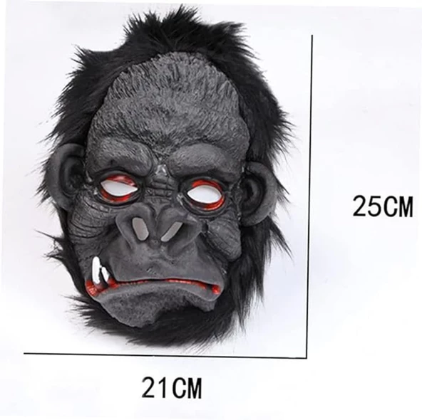 NessiWorld Lateks Goril Maskesi Maymun Maskesi Et Maskesi Orangutan Siyah Saçlı 4 No - 3