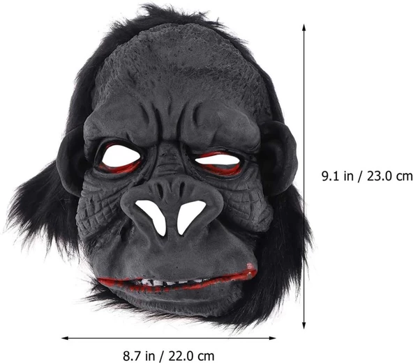 NessiWorld Lateks Goril Maskesi Maymun Maskesi Et Maskesi Orangutan Siyah Saçlı 1 No - 4