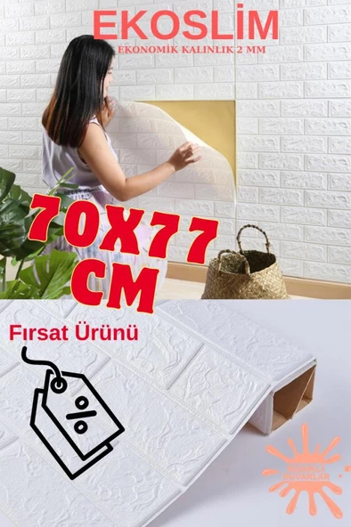 Ekoslim 70x77cm 1 Adet Yapışkanlı Silinebilir Ofis Salon Kaplama Sünger 2mm Duvar Paneli Kağıdı
