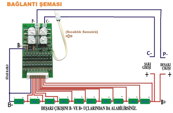 10S BMS PİL ŞARJ DEVRESİ 36 VOLT 30 AMPER ( 10 ADET 18650 PİL İÇİN ) - Resim 3