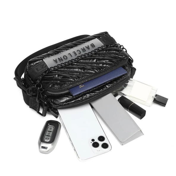 21K Barcelona Parlak Kumaş Askılı Kadın Postacı Çantası 3256 - Resim 7