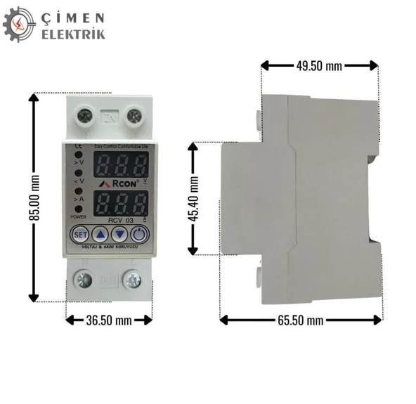 RCON RCV 03 Voltaj Ve Akım Koruma  Regülatörü 220V - 4