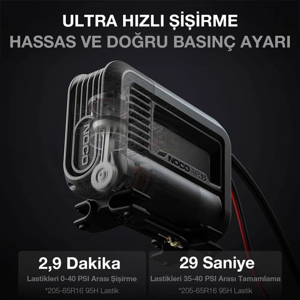 NOCO AIR15 12Volt 80 PSI Ayarlanabilir Dijital Basınç Göstergeli Profesyonel Lastik Şişirme Pompası - Resim 3