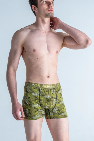 Mercan Erkek Çok Renkli 3'lü Likralı Pamuklu Boxer (BORDO GRİ TILSIM) - 6