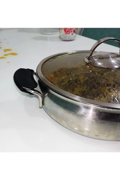 Silikon Tencere Tava Tutacağı Yanmaz Yapışmaz Tutamaç Set 9 X 4 Cm Siyah ( 1 Set 2 Adetten Oluşur ) - 5