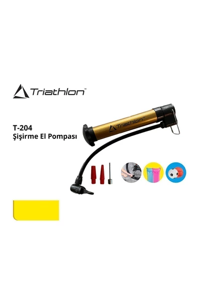T204 Şişirme El Pompası / 3 Farklı Şişirme Ucu (Bisiklet Lastiği, Top, Lastik, Deniz Yatağı, Yatak) - 4