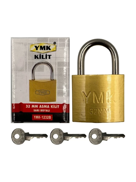 YMK Sarı Asma Kilit 32 MM YMK-1232B - Resim 5