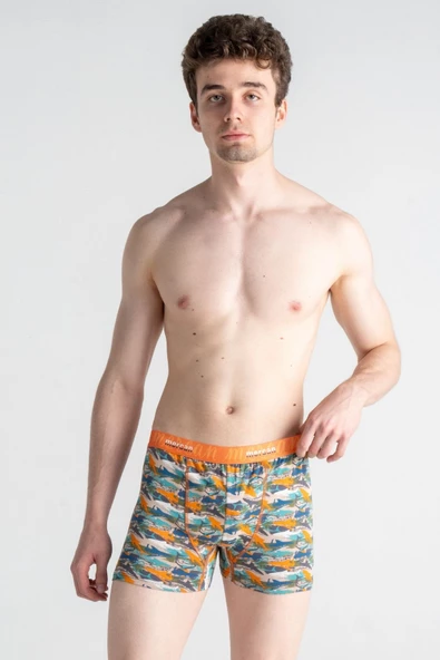 Mercan 3'lü Erkek Çok Renkli Pamuklu Likralı Boxer (SİYAH ANTRASİT SHARK) - 4